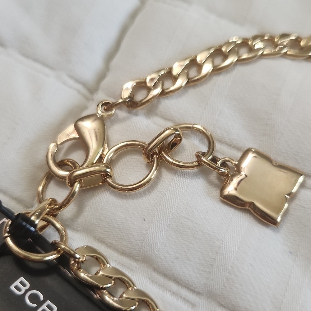 BCBGMAXAZRIA gold chain brown horn-shaped pendant NWT - Picture 6 of 6
